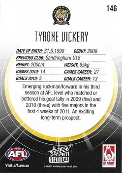 2011 Select AFL Infinity #146 Tyrone Vickery Back